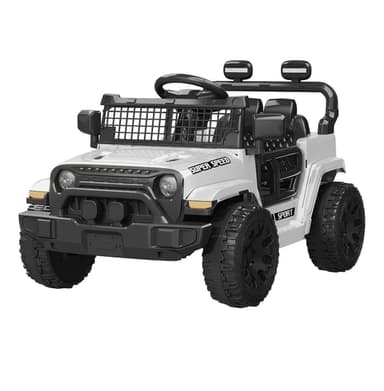 OROFULL White 12V Electric Ride-On Car with Remote Control and Music for Kids