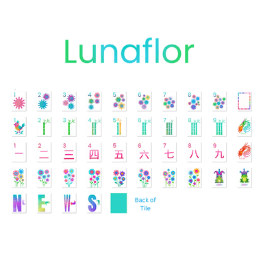 Teal - Lunaflor Mahjong Tiles - 160 American Mahjong Tiles
