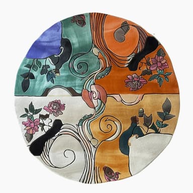 Nature's Kaleidoscope Hand Tufted Round Rug 8 x 8'