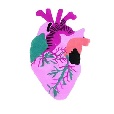 Pink Anatomical Heart Shaped Wool Rug 36" x 52"