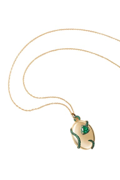 Emerald Snake Locket Necklace