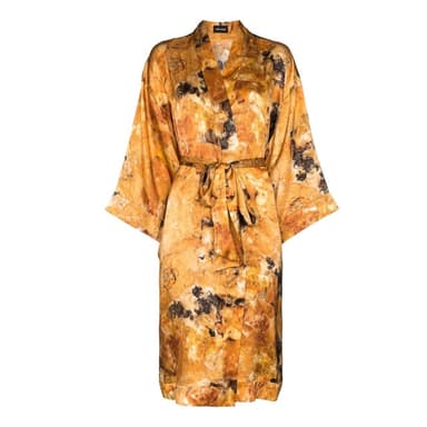 Rossellini Yellow Fluorite Silk Kimono