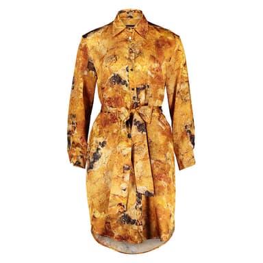 Carte Blanche Yellow Fluorite Silk Shirt Dress