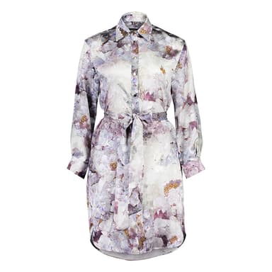 Carte Blanche Purple Fluorite Silk Shirt Dress