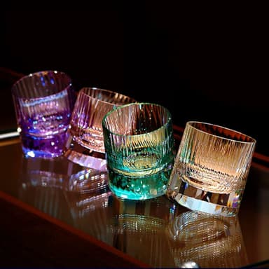 Edo Kiriko Diamond Cut Rotating Crystal Whisky Glass Collection