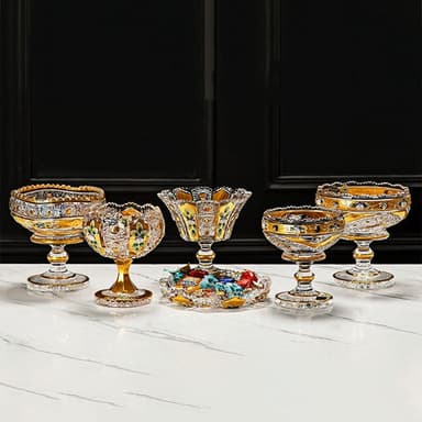 Bohemian Crystal Gilded Enamel Candy Bowl And Dish Collection
