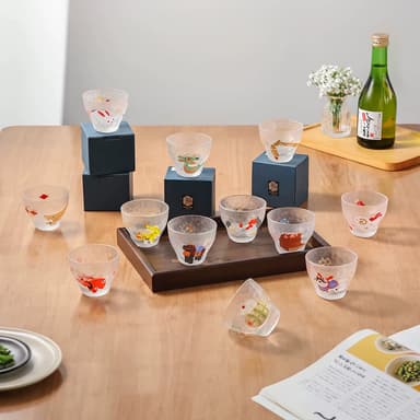 Aderia Eto Fuku Frosted Sake Cup Collection