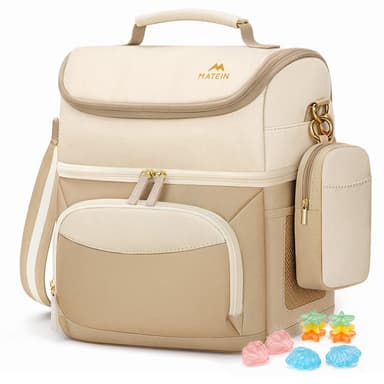 MATEIN HER Double Decker Lunch Bag with Ice Pack, Large Insulated Lunchbox