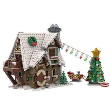 MOC-91768 Christmas House Elf Cottage Model with Christmas Tree MOC Building Blocks Set (898PCS)