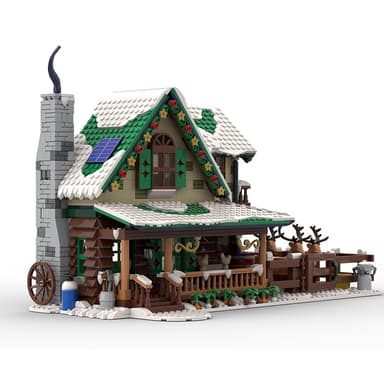 MOC-183213 Winter Christmas House with Reindeer Ranch MOC Building Blocks Set by BigBobsBricks