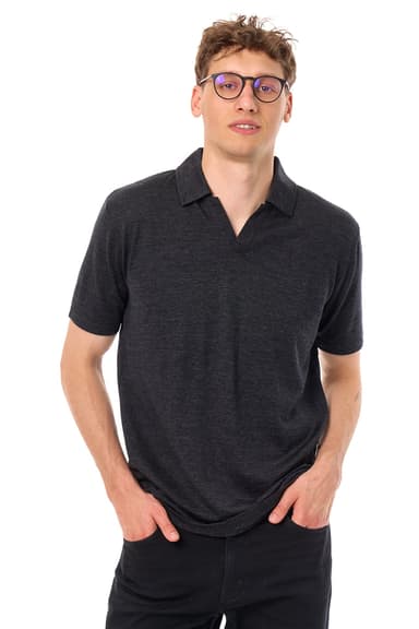 Men's Merino Polo 180 Charcoal Grey | Open Collar