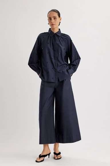 Tiana Embellished Top in Navy