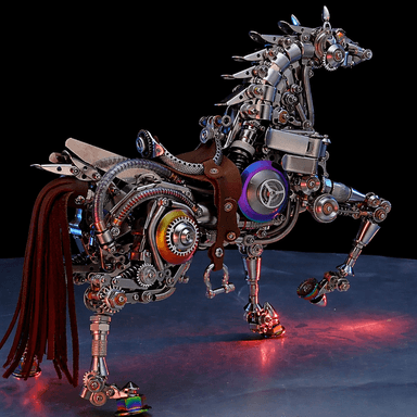 Mechanical Horse 3D Metal Model Puzzle Kit with LED Lights – DIY Steampunk Horse Building Set for Adults
