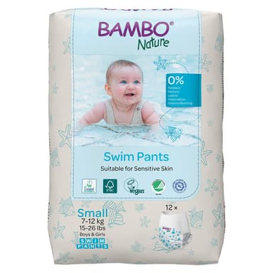 Bambo Nature Swim Pants, Small, for Babies weighing 15 to 26 lbs. (12/PK)