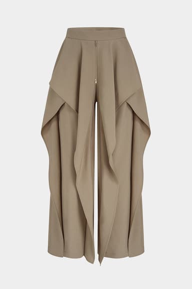 Ruffle Zipper Wide Leg Pants