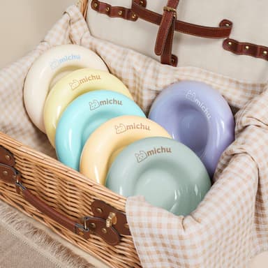 MICHU Bagel Wide Shallow Ceramic Cat Bowl