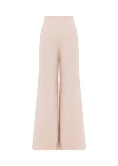 Wide-Leg Knit Pants — Soft Ivory