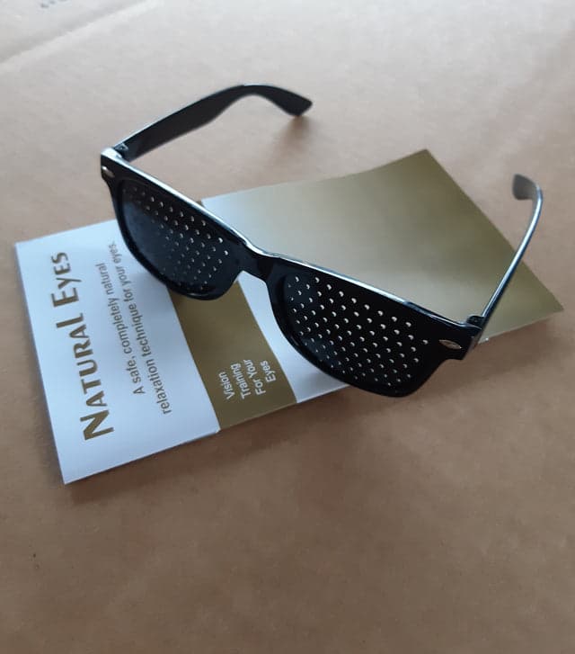 Natural Eyes Pinhole Glasses ADULT in Black Round Frame