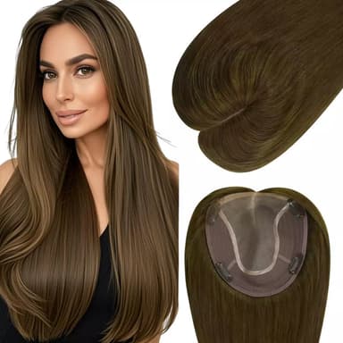 [US] 6*7 Hair Toppers for Thin Hair Virgin Hair Pieces Natural Brown #4
