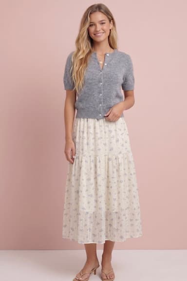 Maisie Floral Embroidered Tiered Skirt