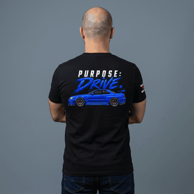 Purpose: Drive Tee — Blue Performance Car Graphic T-Shirt