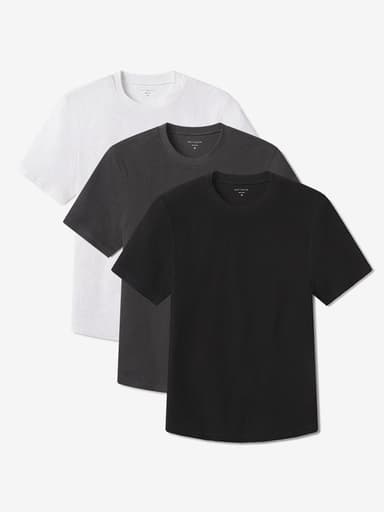 Cotton Waffle Curved Hem Crew 3-Pack