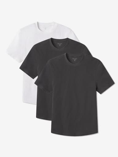 Cotton Waffle Curved Hem Crew 3-Pack