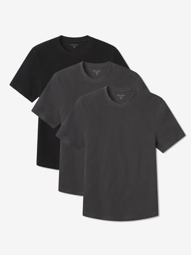 Cotton Waffle Curved Hem Crew 3-Pack