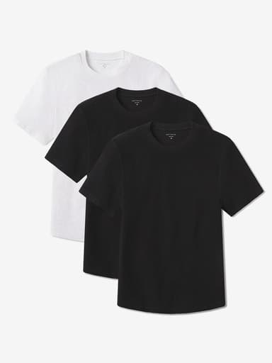 Cotton Waffle Curved Hem Crew 3-Pack