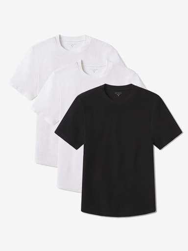 Cotton Waffle Curved Hem Crew 3-Pack
