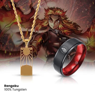 Demon Slayer Pendant + Rengoku Ring