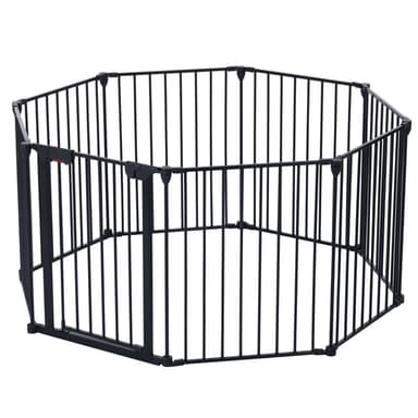 8-Panel Adjustable Metal Pet Playpen & Safety Gate - Black