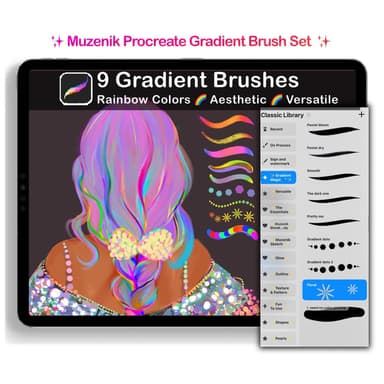 Muzenik Procreate Gradient Brushes, Rainbow Brush Set