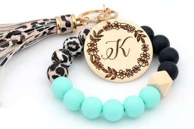 Floral INITIAL | Keychain Wristlet