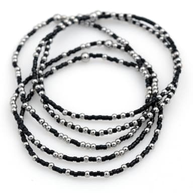 BLACK Stackable Beaded Stretch Bracelet(s) | Stainless Steel and Seed Beads