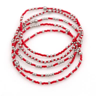 RED Stackable Beaded Stretch Bracelet(s) | Stainless Steel and Seed Beads