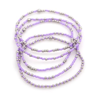 LIGHT PURPLE Stackable Beaded Stretch Bracelet(s) | Stainless Steel and Seed Beads