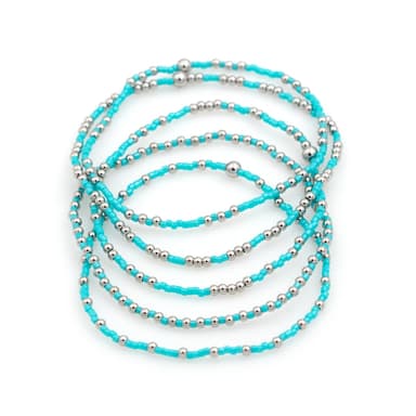 TURQUOISE Stackable Beaded Stretch Bracelet(s) | Stainless Steel and Seed Beads