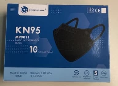 KN95 Black Face Mask (50 Pack) GREENCARE BRAND