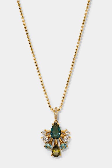 HERA MULTI COLOR FAN PENDANT NECKLACE