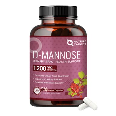 D-Mannose 1200mg + Cranberry Extract 50mg, Vcaps, 120 Count