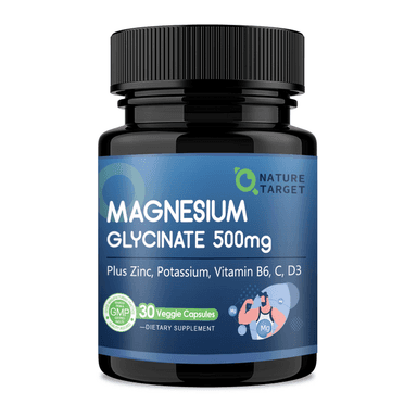 Magnesium Glycinate 500mg with Zinc 11mg, Vitamin D3 20mcg, C & B6, Vcaps, 30ct