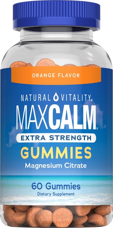 MAXCALM Magnesium Citrate Gummies Extra Strength Orange Flavor, 60 Gummies