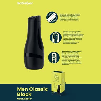 Satisfyer Men Classic Black Stroker – Waterproof Cyberskin Masturbator