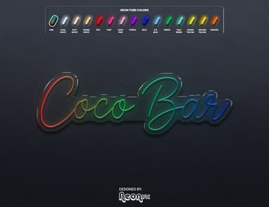 Custom LED Neon Sign "Coco Bar" (RGB, 50po, Exterieur)