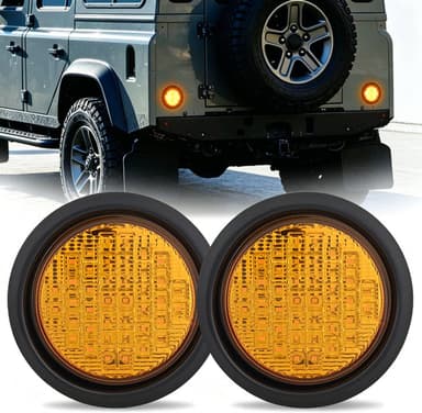 Trailer Tail Lights 2PCS 4Inch Round 40LED Amber Turn Signal | Surface Mount Grommet Plugs IP67 Waterproof Marker Clearance Running Taillights for Trailer Truck