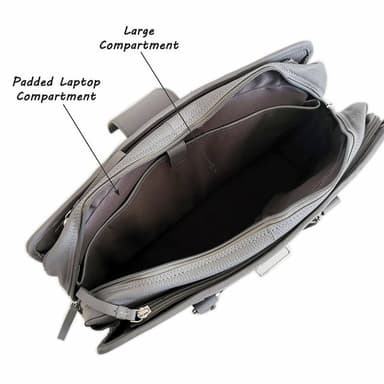 Leather Briefcase, Grey