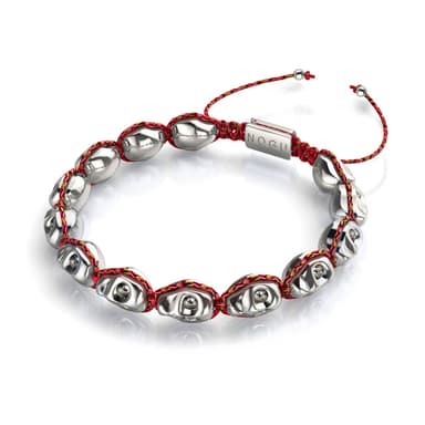 Blush Nocturne | Silver Hematite Skulls x Pink GloWeave | Macrame Bracelet