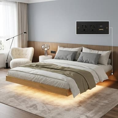 Alora Floating Solid Wood LED Bed Frame