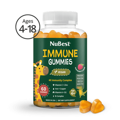 Immune Gummies for Kids Ages 4+, 19 Nutrients, Raspberry, 60 Gummies